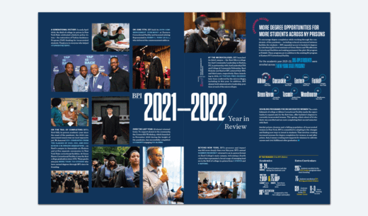 Slideshow of several spreads from the BPI 2022 Annual Report.